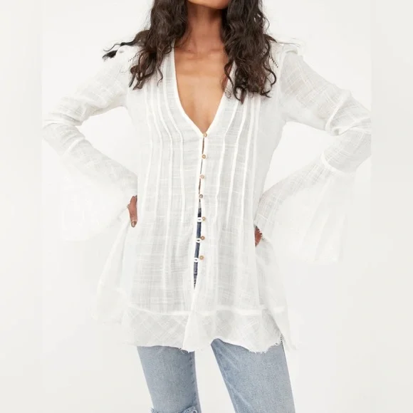 🎉LAST PIECE🎉FREE PEOPLE Greta Gauze Top - Picture 5 of 15